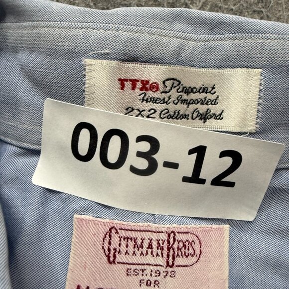 Gitman Bros Oxford Shirt Men 17.5 33 Blue Short Sleeve Button-Down Pinpoint - Picture 13 of 13